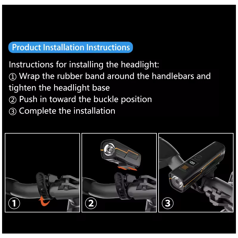 Phare Vélo B9 Type-C Recharge - Éclairage VTT & Route, Visibilité Sécurité Cyclisme