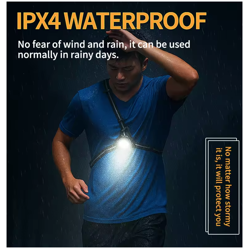 Course nocturne sûre ! Lampe poitrine LED 500 lumens étanche, Phare réglable. Lumière avertissement.