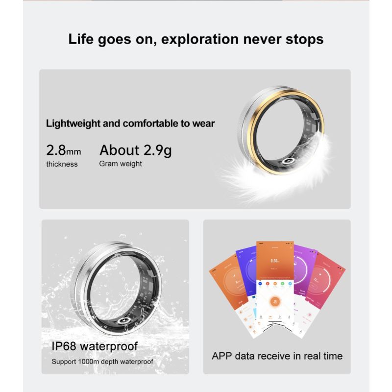 Bague intelligente multifonctionnelle suivi de santé analyse du sommeil compagnon élégant pour passionnés de fitness