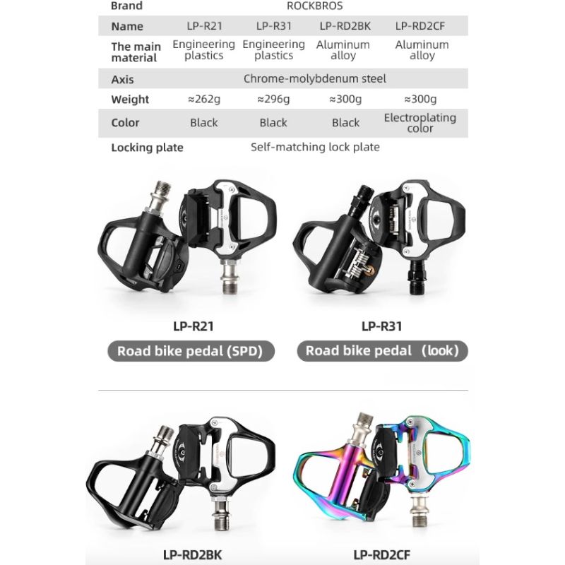 Pédales ROCKBROS SPD-SL ultralégères en alliage aluminium pour vélo de route stabilité améliorée et cyclisme léger