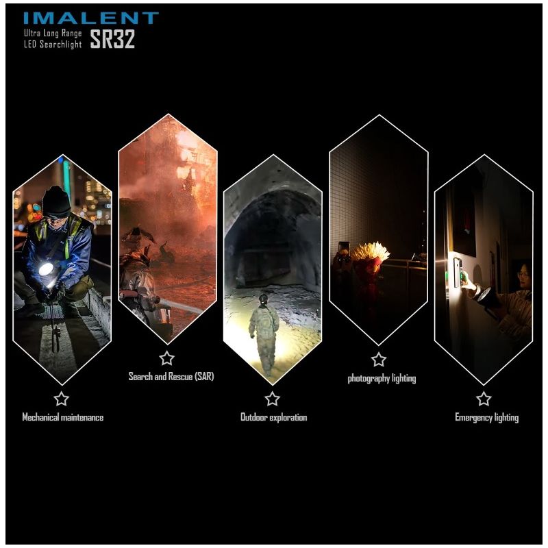 Lampe de poche IMALENT SR32 120000 lumens éclairage extérieur durable distance du faisceau 2080 mètres