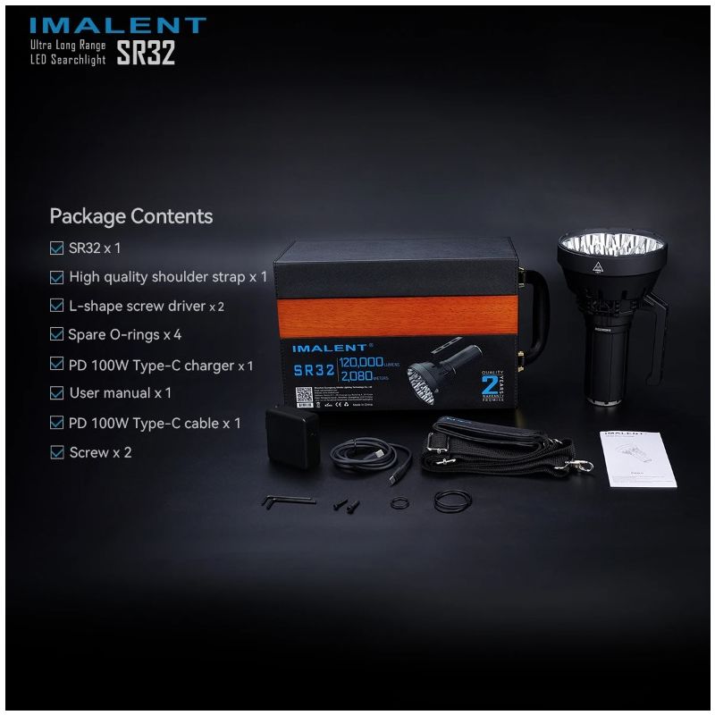 Lampe de poche IMALENT SR32 120000 lumens éclairage extérieur durable distance du faisceau 2080 mètres