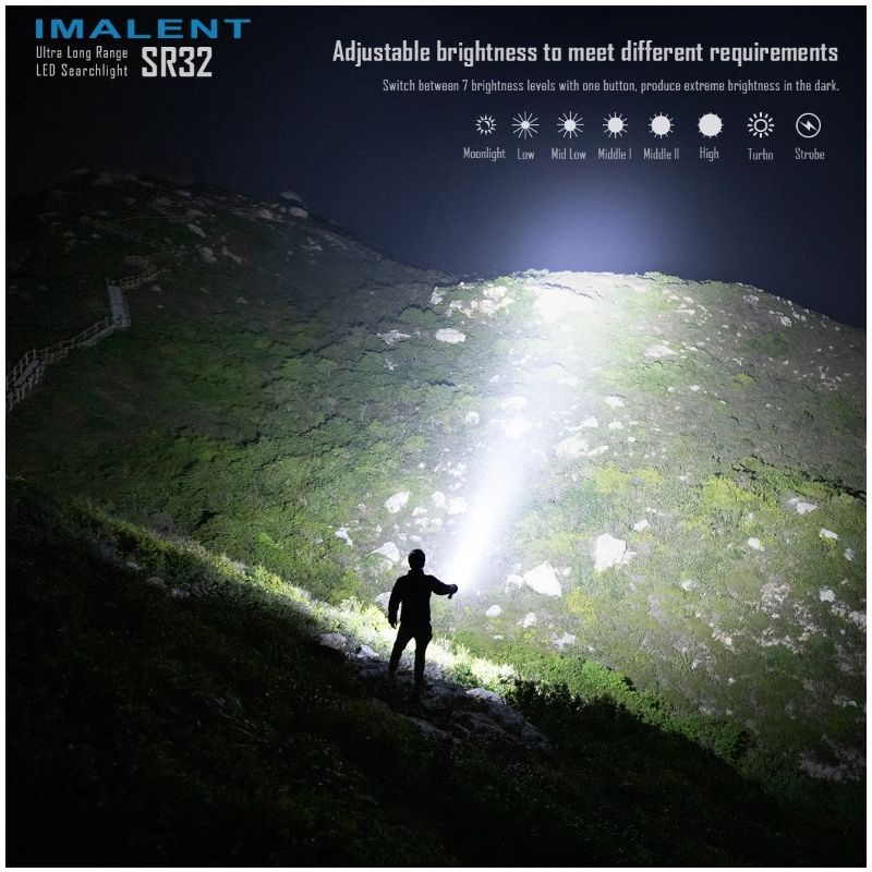 Lampe de poche IMALENT SR32 120000 lumens éclairage extérieur durable distance du faisceau 2080 mètres
