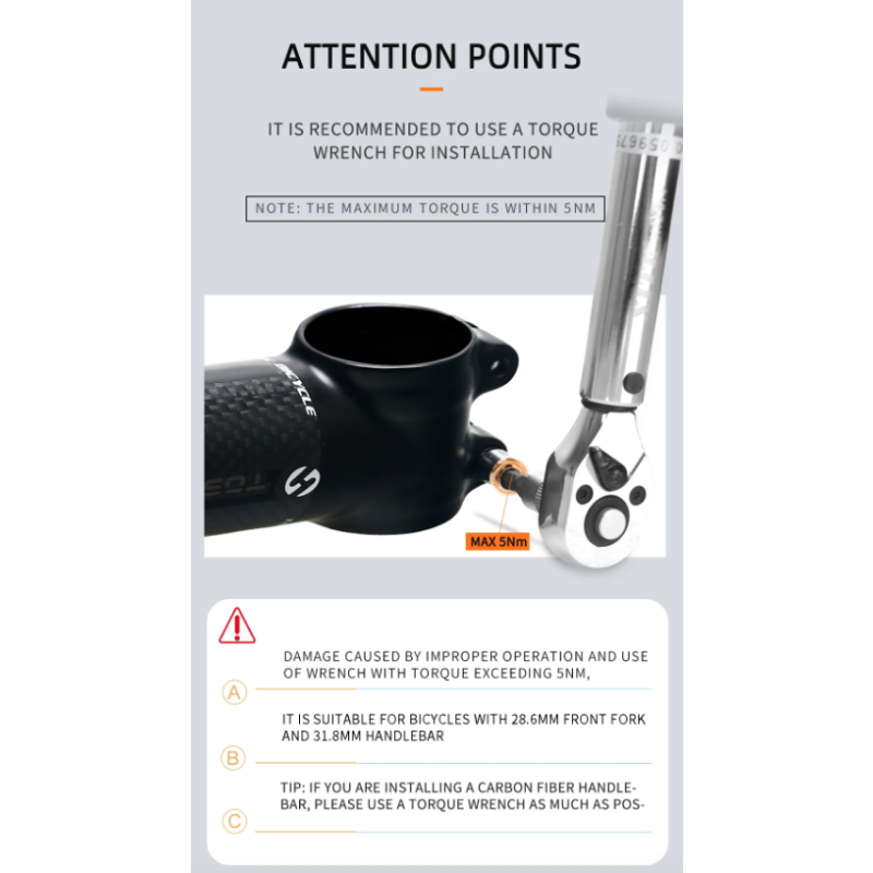 Tige de guidon vélo TOSEEK 28.6mm-31.8mm aluminium carbone léger angle ajustable pour passionnés de VTT