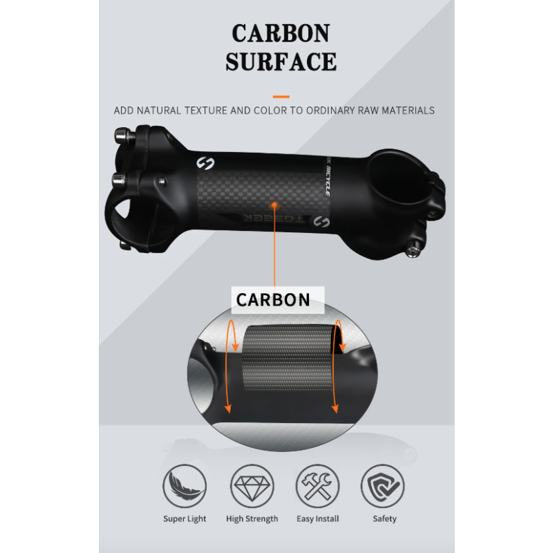 Tige de guidon vélo TOSEEK 28.6mm-31.8mm aluminium carbone léger angle ajustable pour passionnés de VTT