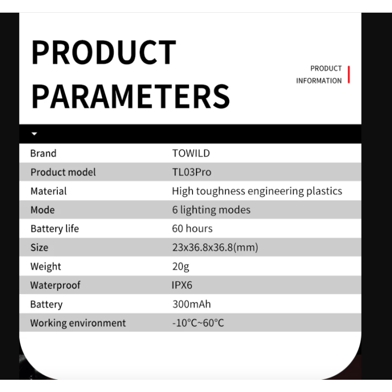 TOWILD TL03Pro feu arrière vélo LED compact capteur intelligent sécurité cyclisme produits durable nouveaux