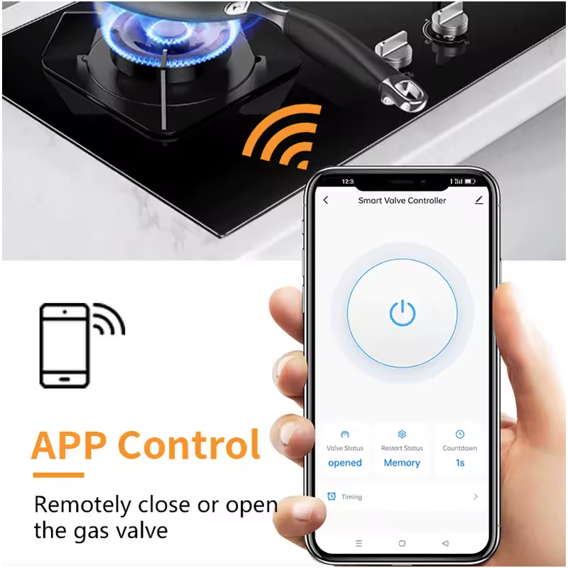 Vanne d'Eau & Gaz Tuya WiFi, Contrôleur Smart Maison Sécurité, Installation Facile, Alexa/Google Assistant