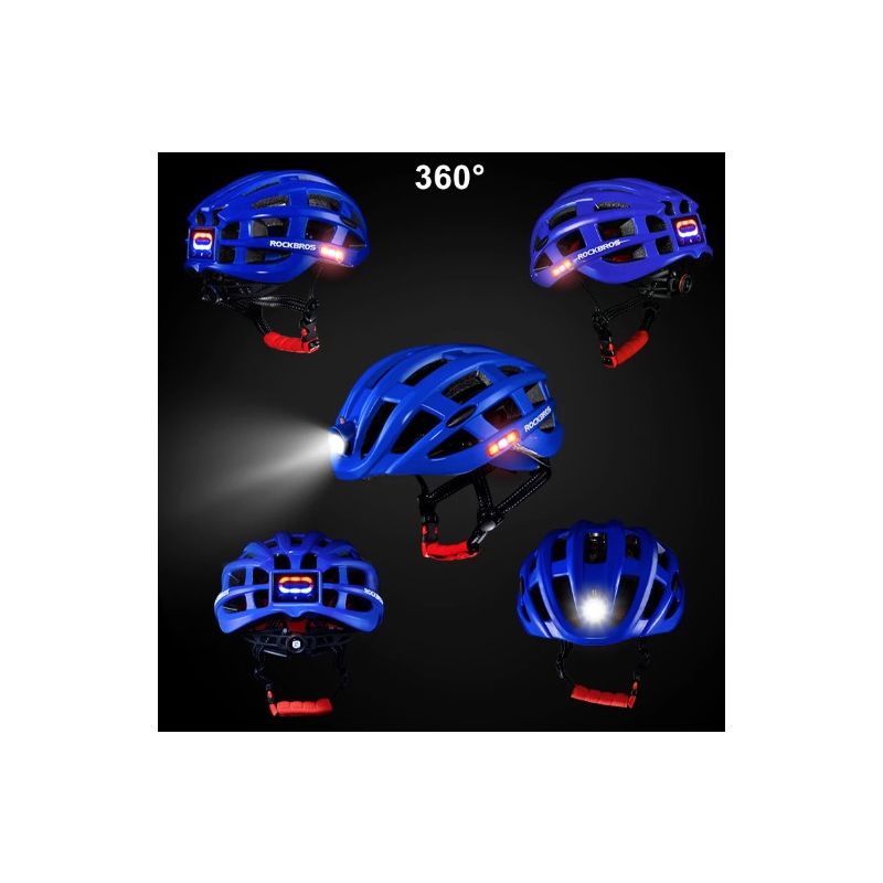 Casque Cyclisme ROCKBROS Ultraléger Casque Vélo Lumière Éclairage Intégré Chargement USB Protection Anti-Insectes