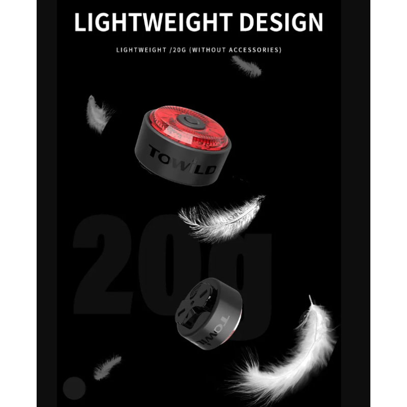 TOWILD TL03 Feu Arrière Vélo Intelligent LED Détection Freinage Automatique Étanche Accessoire Sécurité Cyclisme