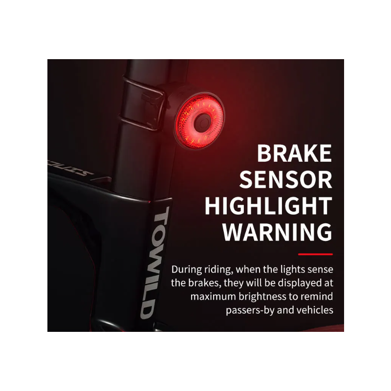 TOWILD TL03 Feu Arrière Vélo Intelligent LED Détection Freinage Automatique Étanche Accessoire Sécurité Cyclisme