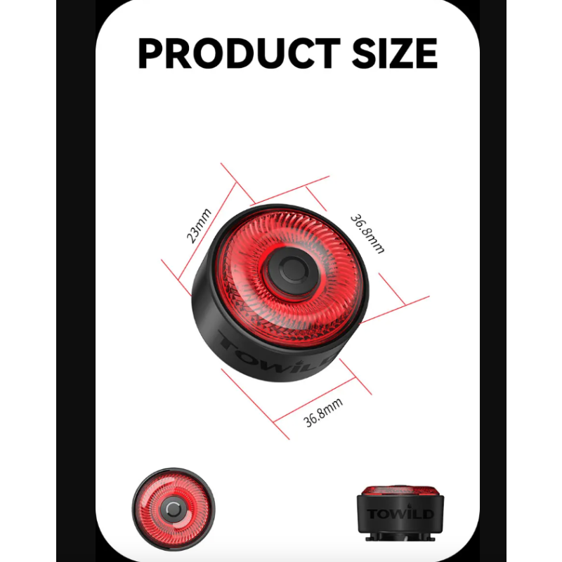 TOWILD TL03 Feu Arrière Vélo Intelligent LED Détection Freinage Automatique Étanche Accessoire Sécurité Cyclisme