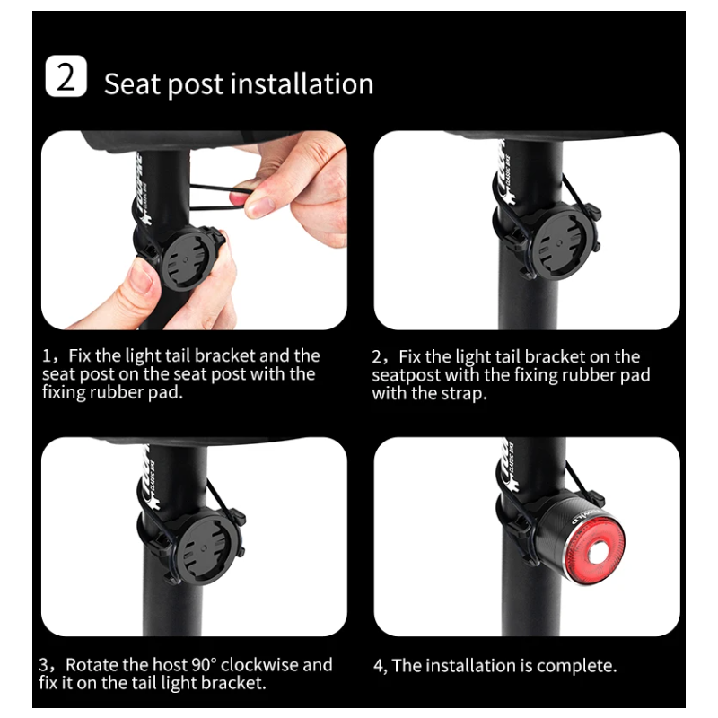 Feu arrière vélo TOWILD TL05 détection automatique freinage étanchéité IPX6 éclairage LED USB sécurité cycliste