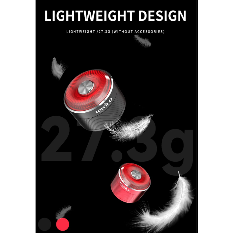 Feu arrière vélo TOWILD TL05 détection automatique freinage étanchéité IPX6 éclairage LED USB sécurité cycliste