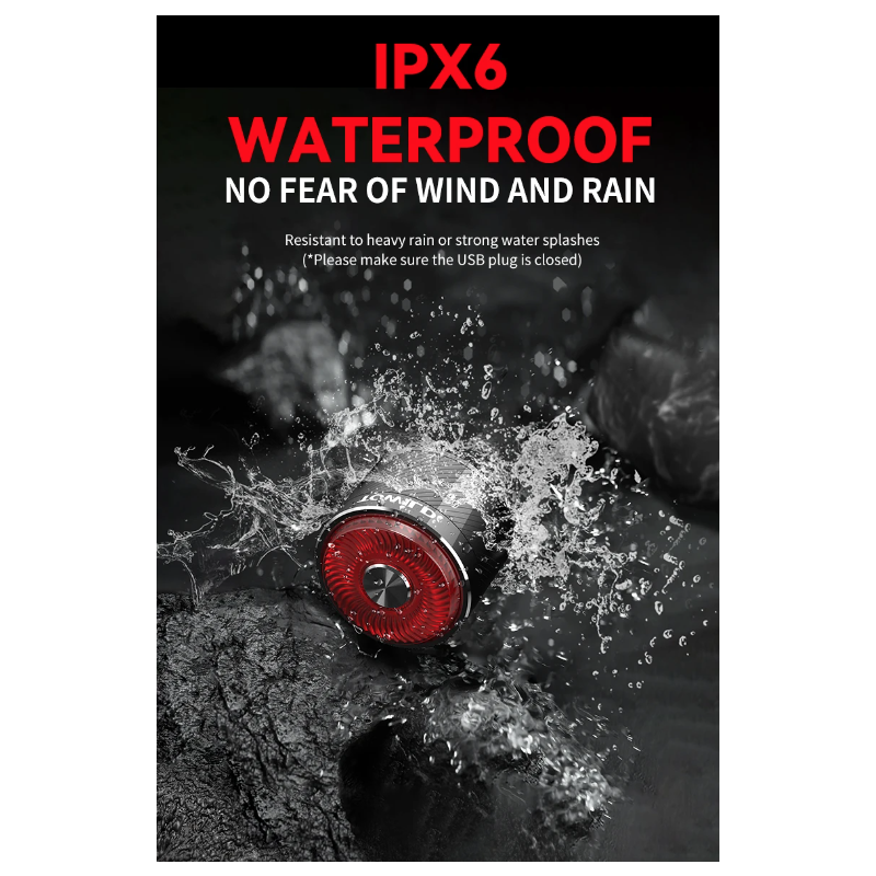 Feu arrière vélo TOWILD TL05 détection automatique freinage étanchéité IPX6 éclairage LED USB sécurité cycliste