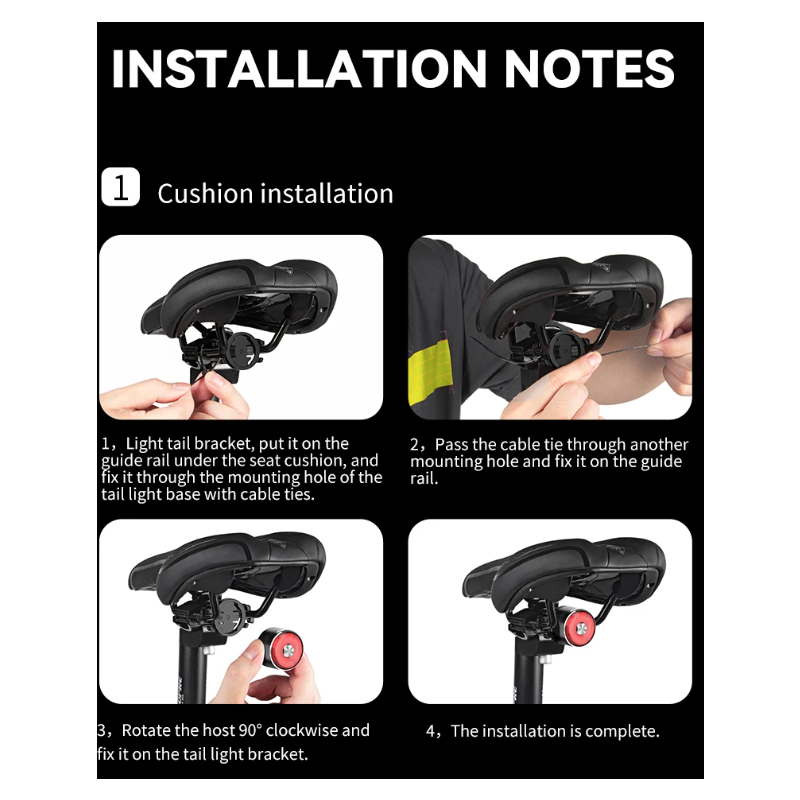 Feu arrière vélo TOWILD TL05 détection automatique freinage étanchéité IPX6 éclairage LED USB sécurité cycliste