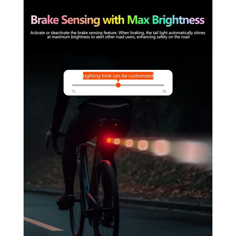 TOWILD TL08 Feu arrière vélo personnalisé | RGB, GIF, texte | Frein, USB-C | Sécurité & visibilité cycliste