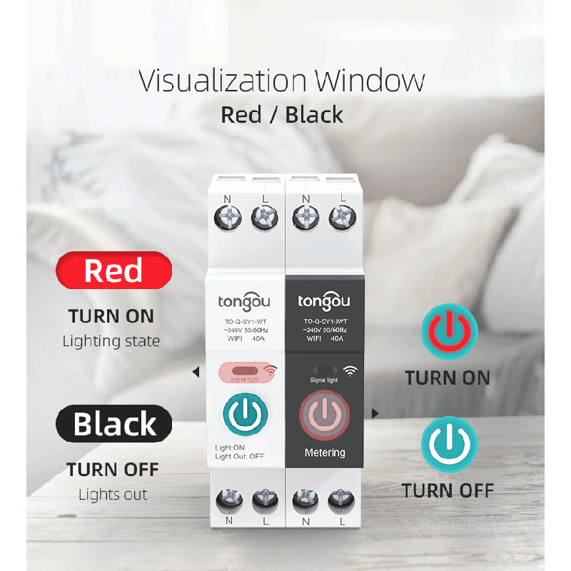 Disjoncteur intelligent WiFi Tuya TONGOU 63A pour domotique - Contrôle à distance maison connectée via app mobile rail DIN