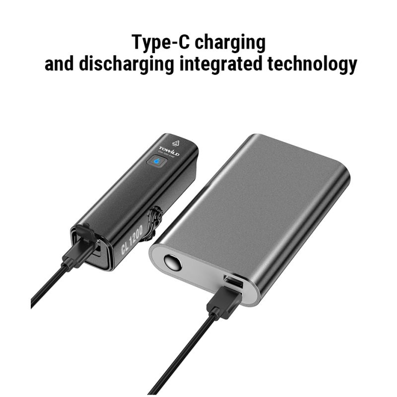 TOWILD CL1200 lampe avant LED 1200LM USB rechargeable bicyclette étanche pour sécurité et aventures en plein air