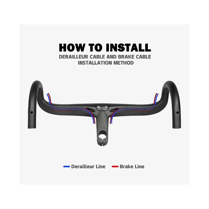 Tolooking TR5500 vélo de route tige en fibre de carbone guidon intégré ultra léger finition noir mat diamètre 28.6 mm