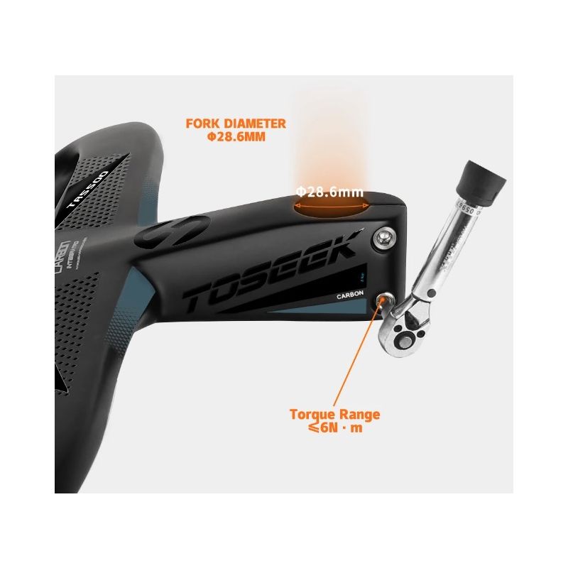 Tolooking TR5500 vélo de route tige en fibre de carbone guidon intégré ultra léger finition noir mat diamètre 28.6 mm