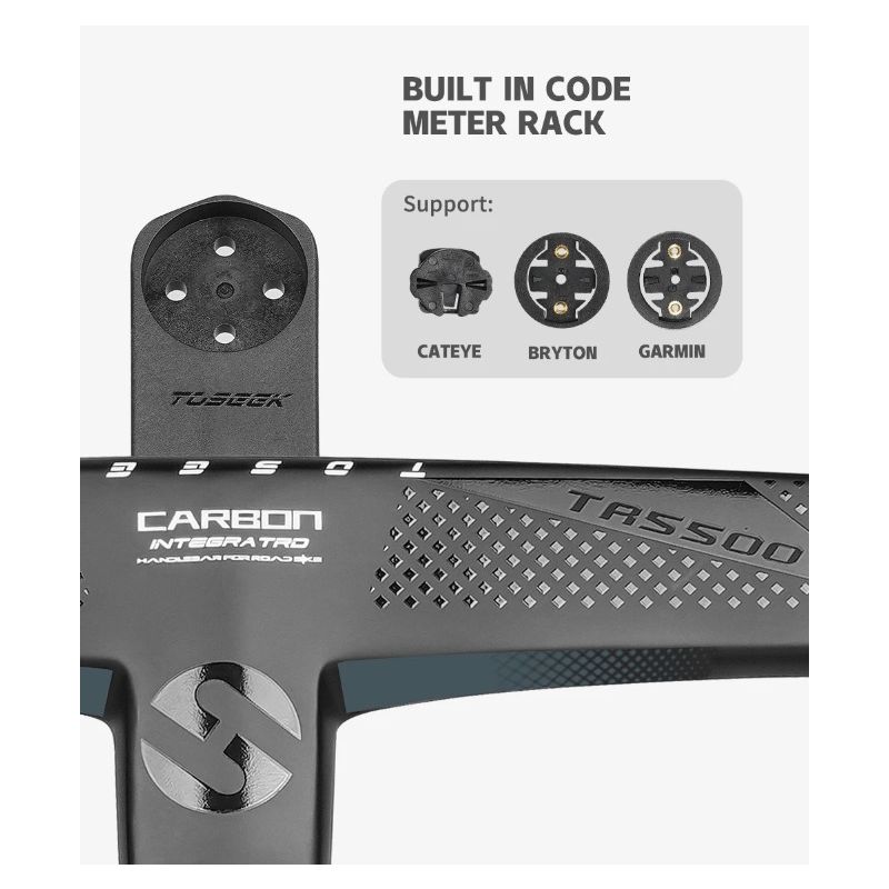 Tolooking TR5500 vélo de route tige en fibre de carbone guidon intégré ultra léger finition noir mat diamètre 28.6 mm