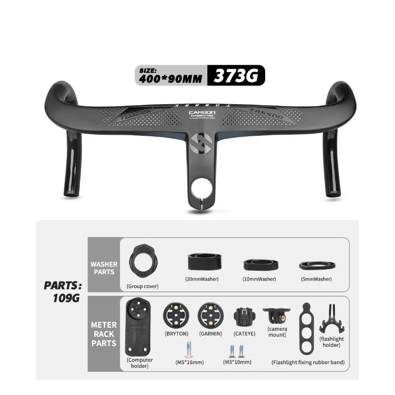 Tolooking TR5500 vélo de route tige en fibre de carbone guidon intégré ultra léger finition noir mat diamètre 28.6 mm