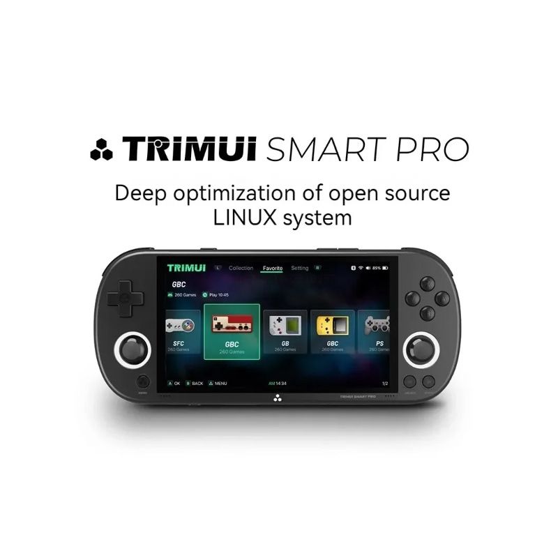 Trimui Smart Pro Console de Jeu Portable Vintage avec Écran HD IPS 4,96 Pouces et Longue Durée de Vie de Batterie