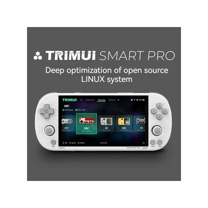 Trimui Smart Pro Console de Jeu Portable Vintage avec Écran HD IPS 4,96 Pouces et Longue Durée de Vie de Batterie