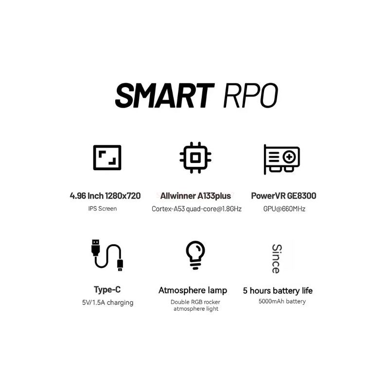 Trimui Smart Pro Console de Jeu Portable Vintage avec Écran HD IPS 4,96 Pouces et Longue Durée de Vie de Batterie