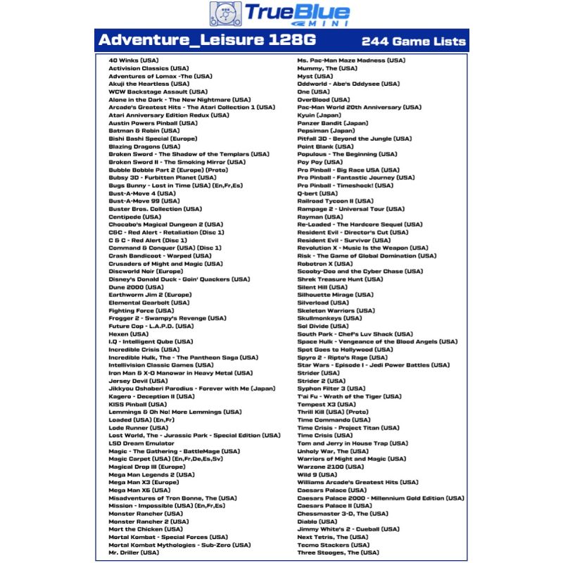 True Blue Mini Crackhead 64G Fight Pack PS ONE MINI Accessoire de Jeu Plug and Play Nostalgie Titres PS1