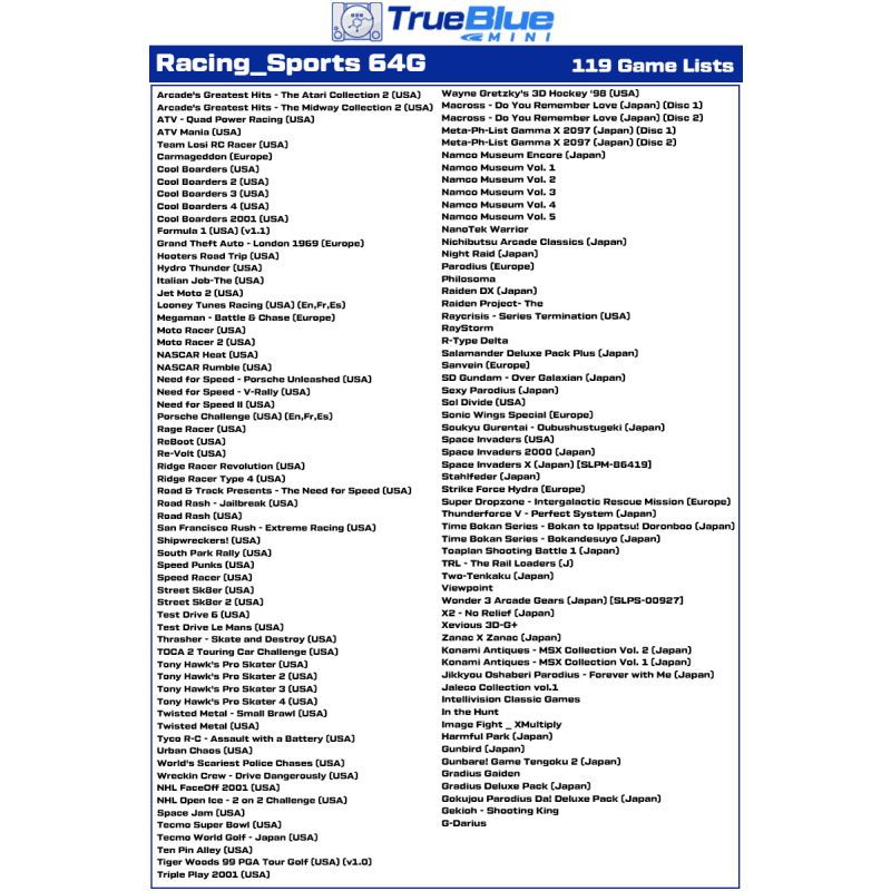 True Blue Mini Crackhead 64G Fight Pack PS ONE MINI Accessoire de Jeu Plug and Play Nostalgie Titres PS1