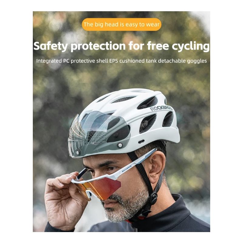 Casque de vélo ROCKBROS EPS respirant ultraléger sécurité cycliste VTT lunettes magnétiques système ventilation