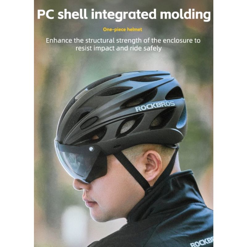 Casque de vélo ROCKBROS EPS respirant ultraléger sécurité cycliste VTT lunettes magnétiques système ventilation
