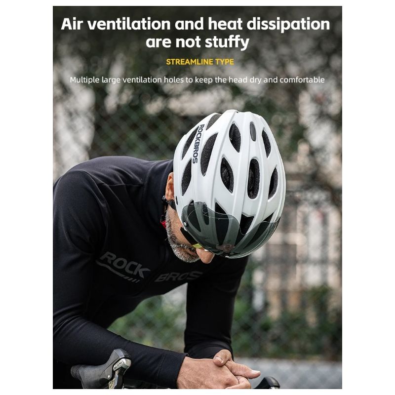 Casque de vélo ROCKBROS EPS respirant ultraléger sécurité cycliste VTT lunettes magnétiques système ventilation