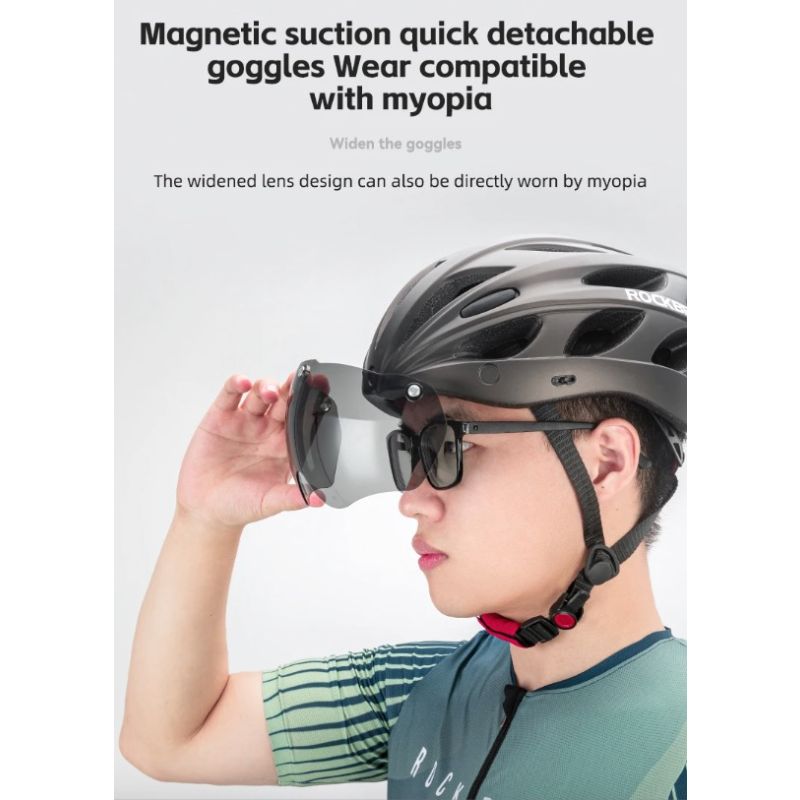 Casque de vélo ROCKBROS EPS respirant ultraléger sécurité cycliste VTT lunettes magnétiques système ventilation