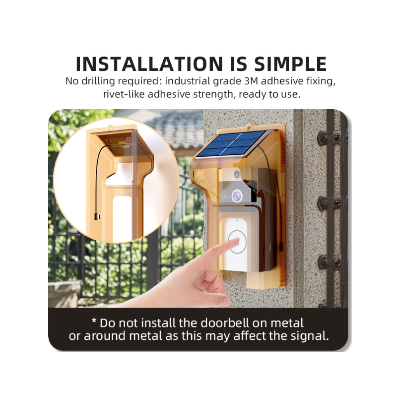 Sonnette Vidéo Sans Fil U9 Solaire 2025 | Interphone Vidéo 3600mAh IP65 | Caméra Sécurité Domestique HD