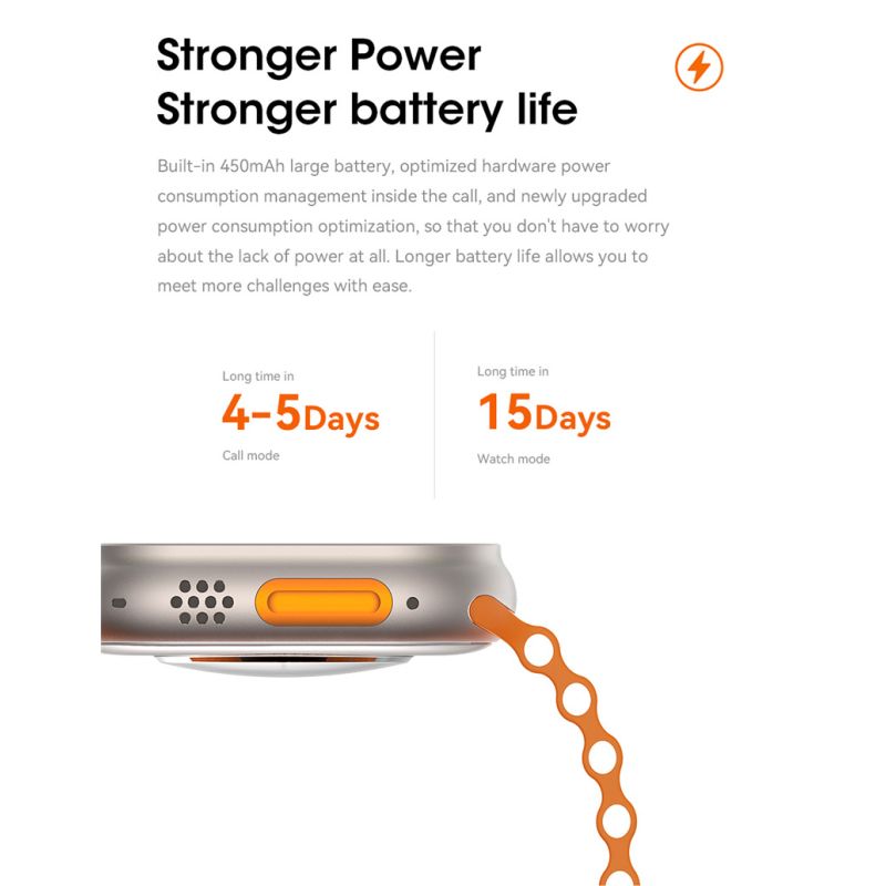 Smartwatch Ultra 9 49mm, appels Bluetooth, GPS, NFC, IP68 étanche, Android/iOS.