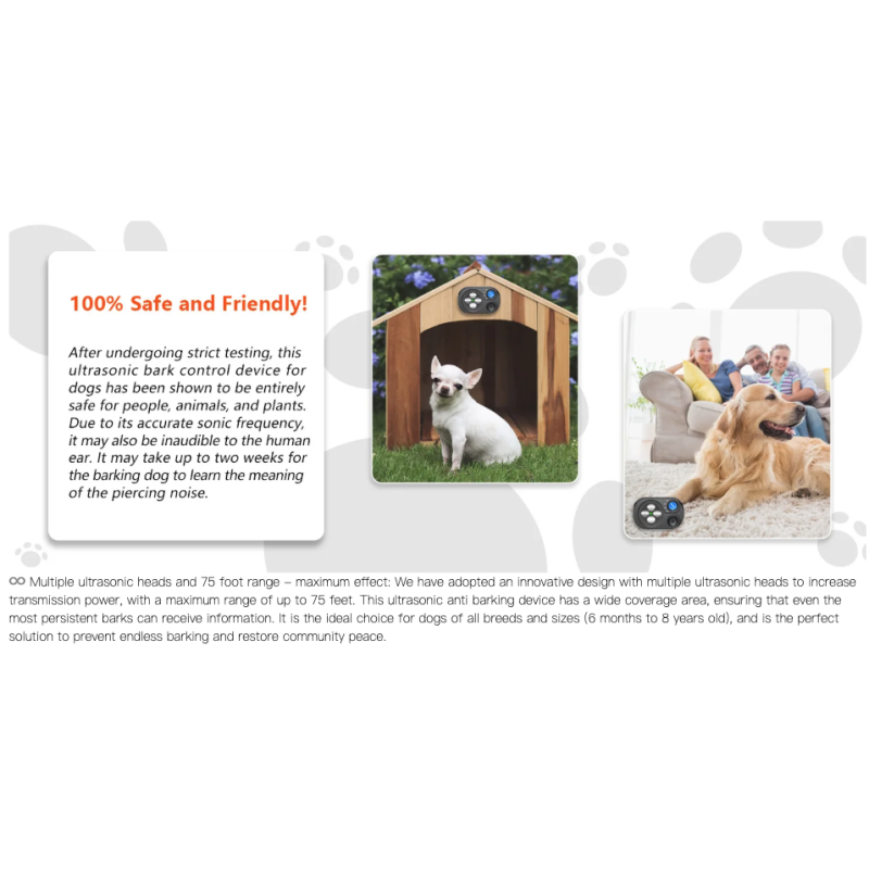 Dispositif anti-aboiement ultrason automatique chien - Dressage & prévention bruit, Stop aboiement efficace 20m