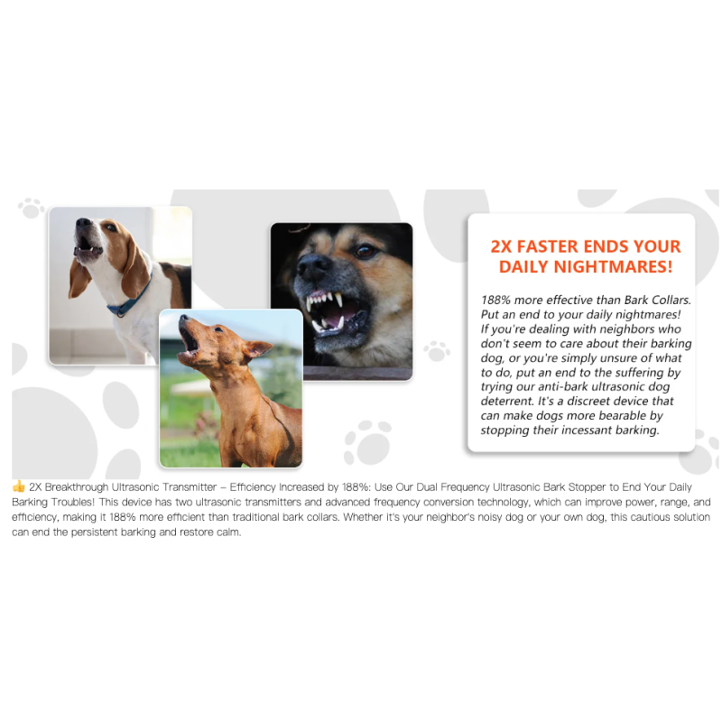 Dispositif anti-aboiement ultrason automatique chien - Dressage & prévention bruit, Stop aboiement efficace 20m