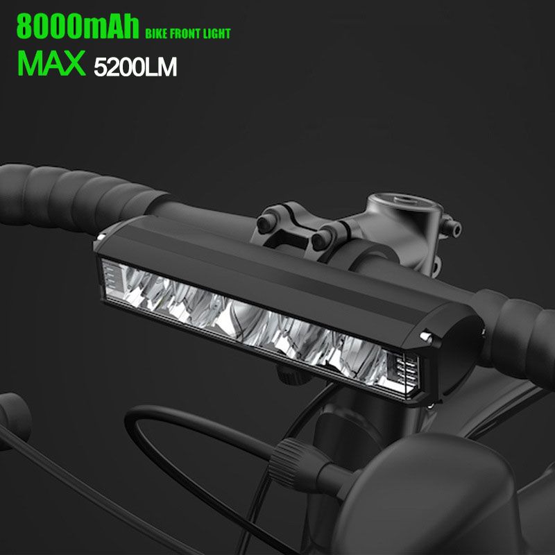 Lampe cyclisme LED 5200 Lumens étanche rechargeable 8000mAh alliage aluminium sécurité cycliste accessoires vélo