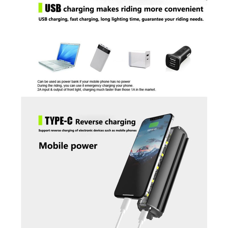 Lampe cyclisme LED 5200 Lumens étanche rechargeable 8000mAh alliage aluminium sécurité cycliste accessoires vélo