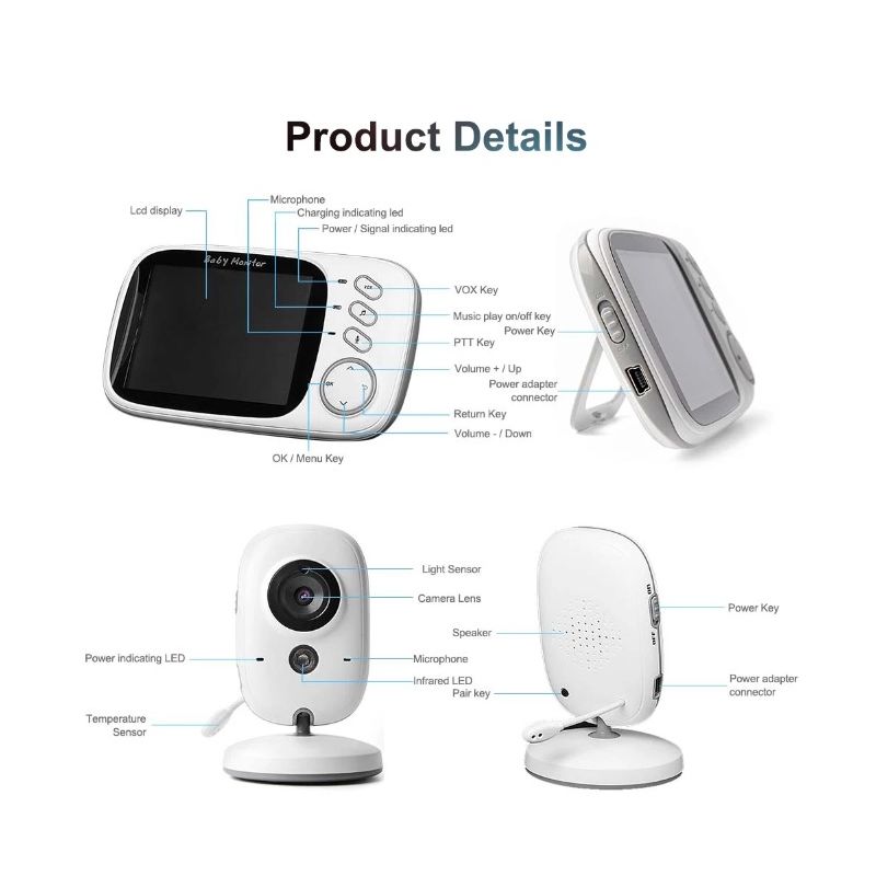 Moniteur bébé VB603 moderne avec audio bidirectionnel et vision nocturne pour sécurité des nourrissons