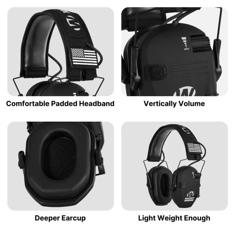 Walkers Razor Earmuffs Casque Actif Confort et Réduction du Bruit avec Microphones Omnidirectionnels pour Chasse