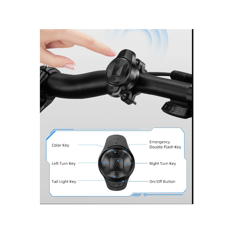 Feu arrière vélo polyvalent sécurité cycliste avec télécommande sans fil et flash coloré visibilité maximale