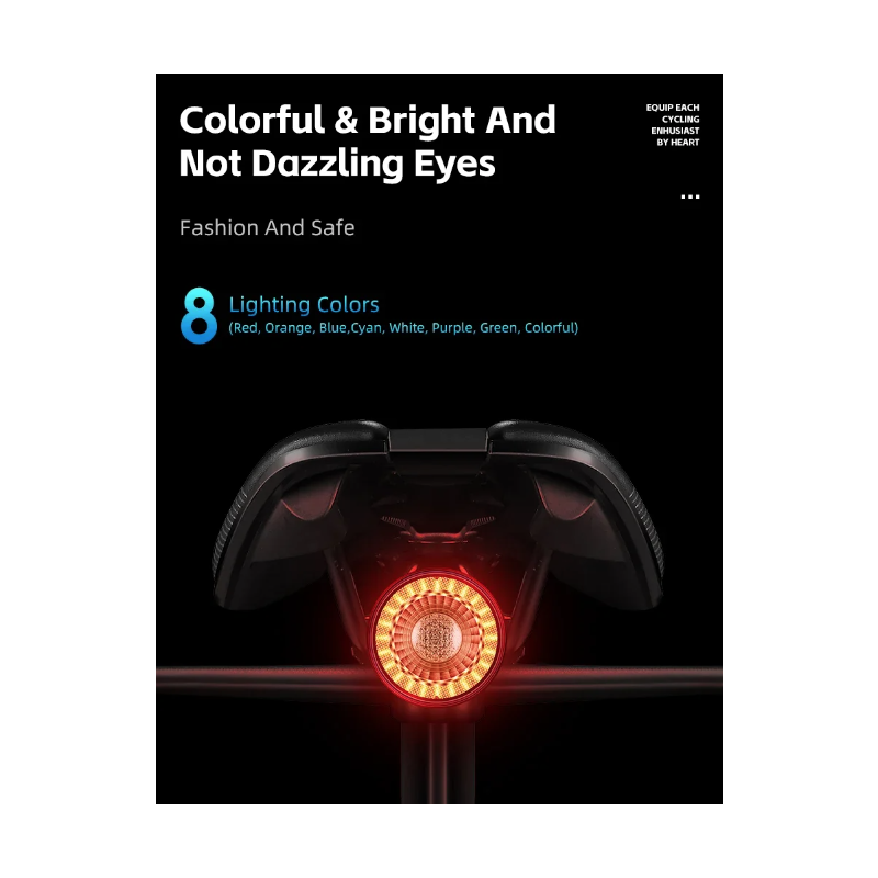 Feu arrière vélo polyvalent sécurité cycliste avec télécommande sans fil et flash coloré visibilité maximale