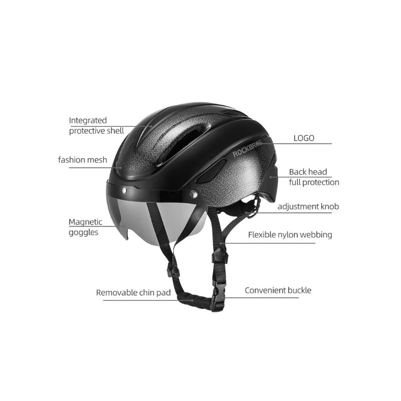 Casque de vélo ROCKBROS ultraléger avec lumière LED rechargeable sécurité cyclisme et compatibilité lunettes magnétiques