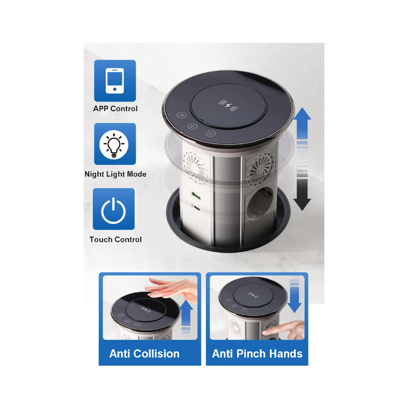 Pop Up Prise Rétractable Cachée VENSTPOW Charge Sans Fil USB Prise de Table Élégante Norme UE Solution Moderne