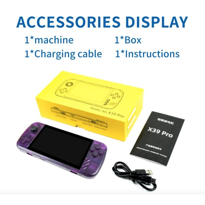 POWKIDDY X39pro Console de jeu portable écran IPS 4.3 pouces nostalgie gaming support PS1 expérience de jeu