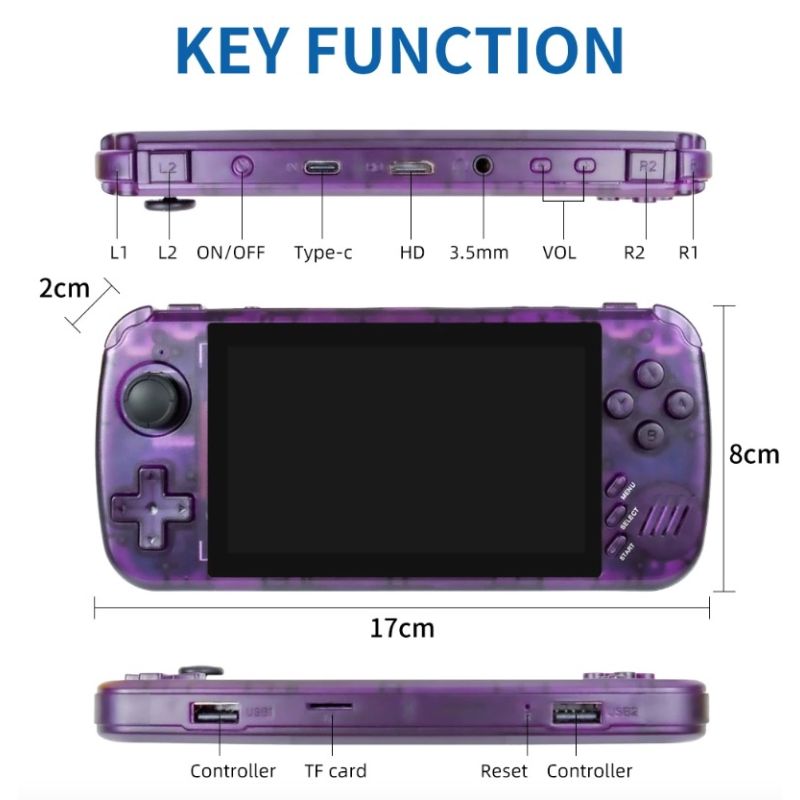 POWKIDDY X39pro Console de jeu portable écran IPS 4.3 pouces nostalgie gaming support PS1 expérience de jeu