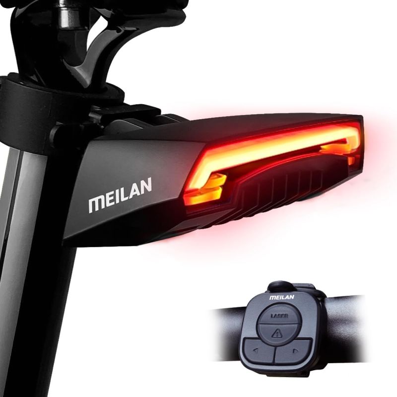 Meilan X5 Feu Arrière Vélo Intelligent: Clignotants, Frein Auto, Télécommande Sans Fil. Sécurité Cyclisme USB.